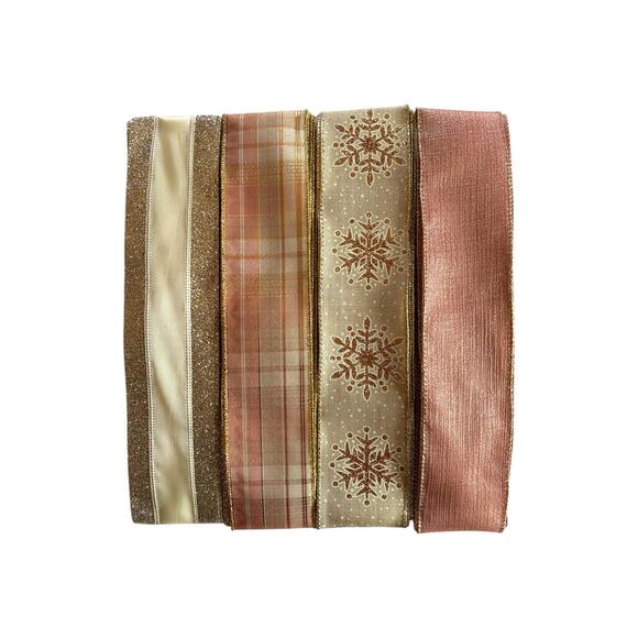 Blush Pink Snowman Sign & Ribbon Bundle | Winter Christmas Wreath Kit DIY Set - Picture 3 of 7